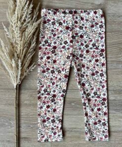 Legging bloemen off white (fijne rib)