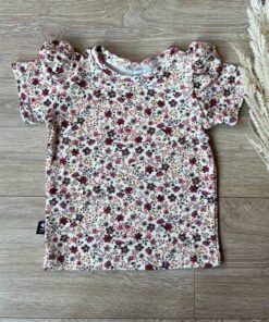 Shirt bloemen off white (fijne rib)