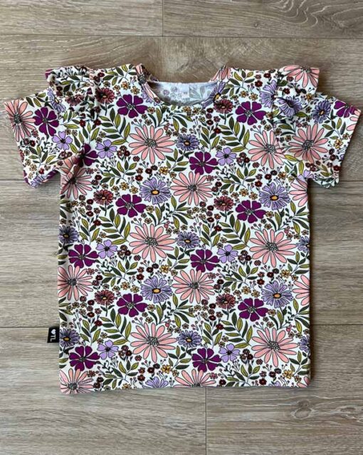 Shirt grote bloemen paars