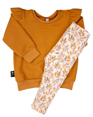 Set-sweater-caramel-(french-terry)-en-legging-leaves-old-blush-TessLiva-handgemaakte-baby-kinderkleding
