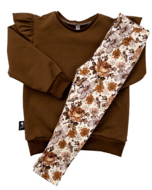 2000000274-Set-sweater-donker-bruin-(french-terry)-en-legging-bloemen-bruin-TessLiva-handgemaakte-baby-kinderkleding