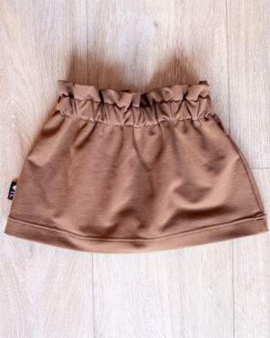 447e012401-paperbag-skirt-donker-bruin-french-terry-tessliva-hangemaakte-baby-kinderkleding