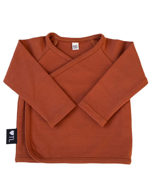 4771313001-overslag-shirt-roest-donker-50-tessliva-hangemaakte-baby-kinderkleding