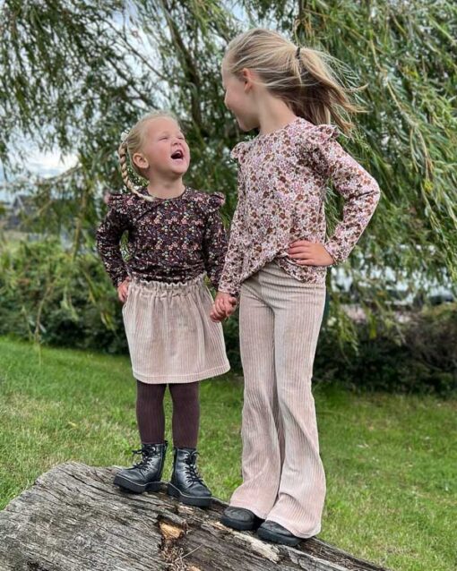 Flared pants donker beige (brede rib)