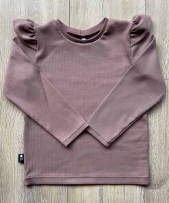 Longsleeve oud mauve (fijne rib)