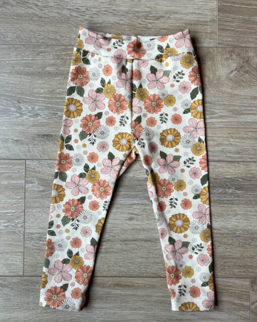 Legging bloemen gebroken wit