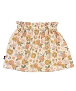Paperbag skirt bloemen gebroken wit