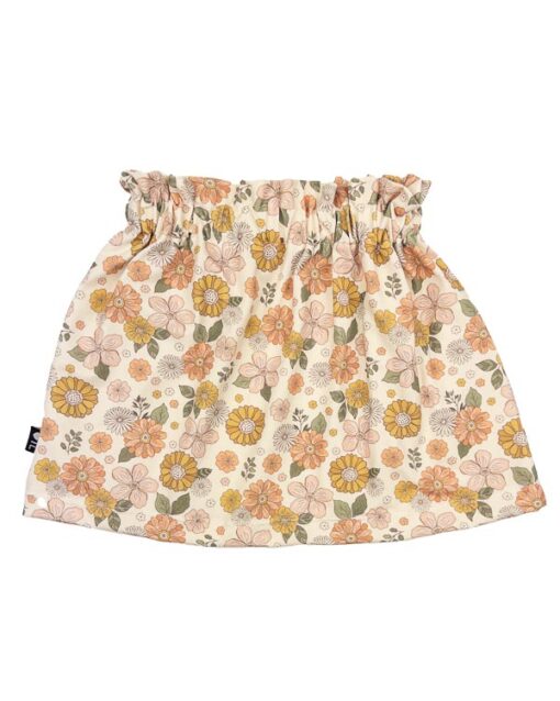 Paperbag skirt bloemen gebroken wit