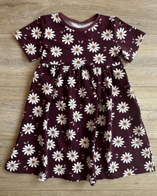 Jurkje saar korte mouwen dusty bordeaux flowers (french terry) 116