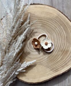 Elastiekjes bloemen bruin/offwhite