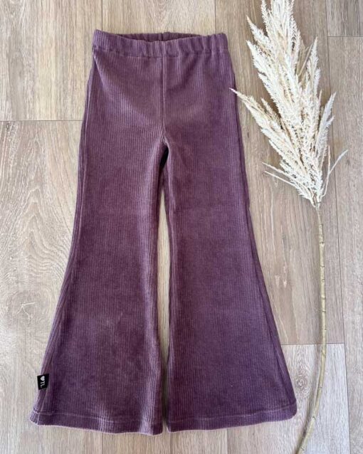 Flared pants oud mauve (brede rib)