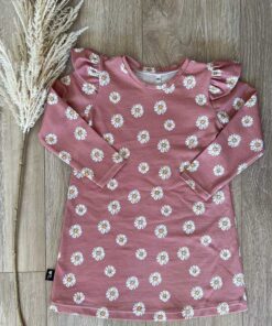 Handgemaakte newborn baby en kinderkleding 20 Jurkje a-lijn bloemen oud roze