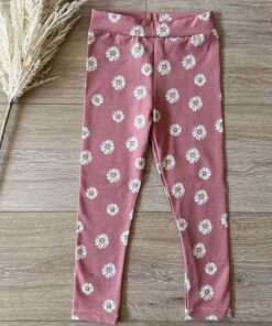 Legging bloemen oud roze