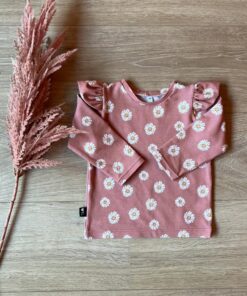 Longsleeve bloemen oud roze
