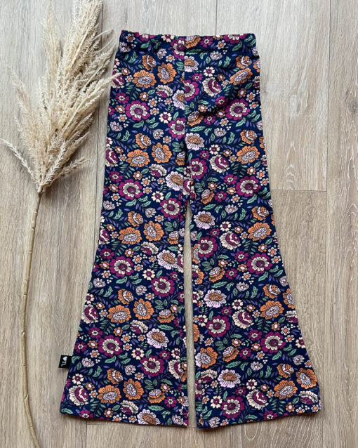 Flared pants bloemen retro navy