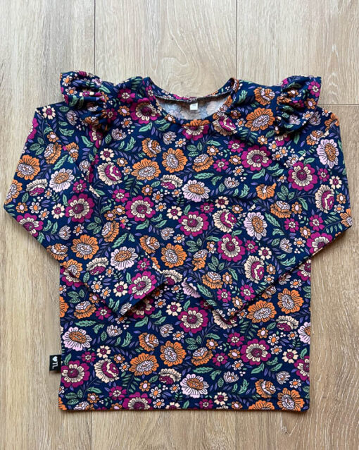 Longsleeve bloemen retro navy