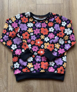 Sweater sweat bloemen donkerblauw