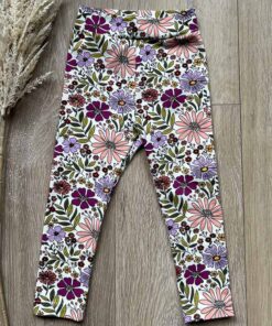 Legging grote bloemen paars