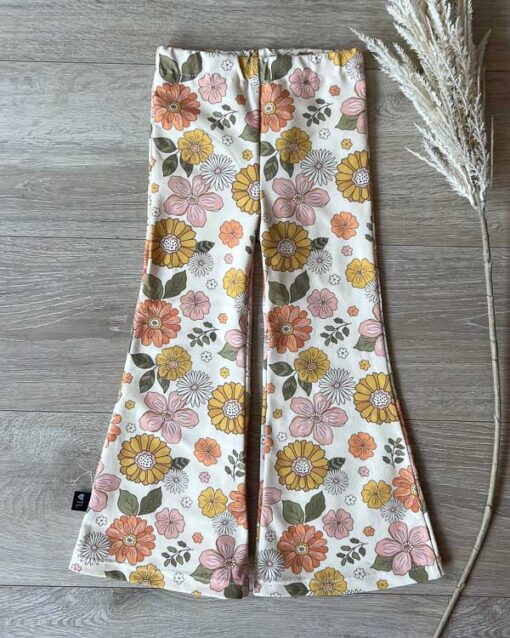 Flared pants bloemen gebroken wit