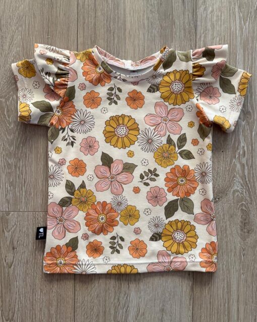 Shirt bloemen gebroken wit