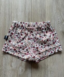 Short bloemen off white (fijne rib)
