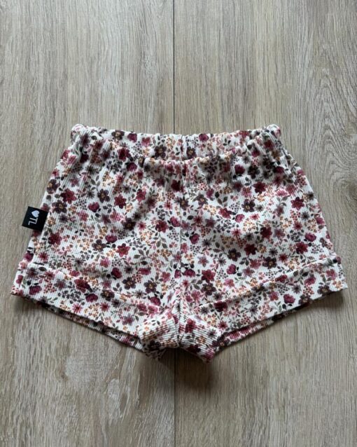 Short bloemen off white (fijne rib)