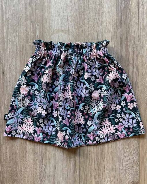 Paperbag skirt digital flowers navy