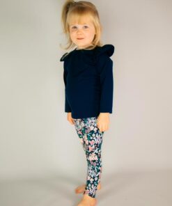 Set legging digital flowers navy en longsleeve donkerblauw 2