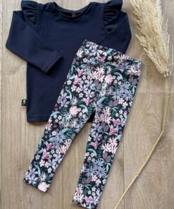 Alternative view of Set legging digital flowers navy en longsleeve donkerblauw