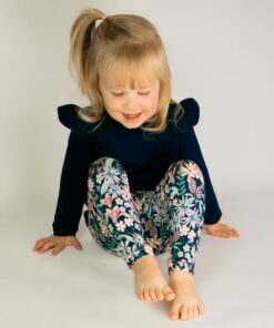 Set legging digital flowers navy en longsleeve donkerblauw