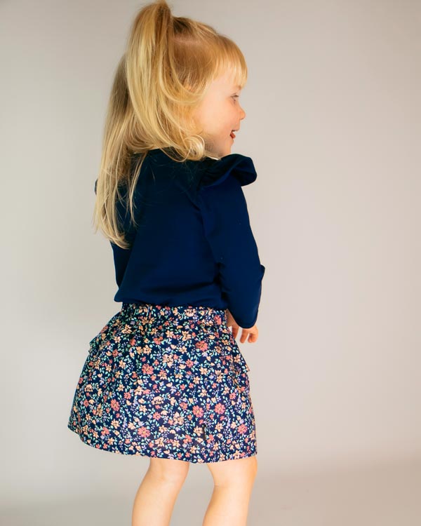 Rokje tess bloemen navy (katoen) 2 Rokje tess bloemen navy (katoen) - Afbeelding 2