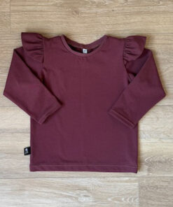 Longsleeve met ruffles burgundy 98