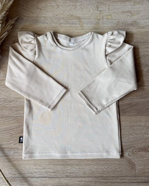 Longsleeve sand (fijne rib)