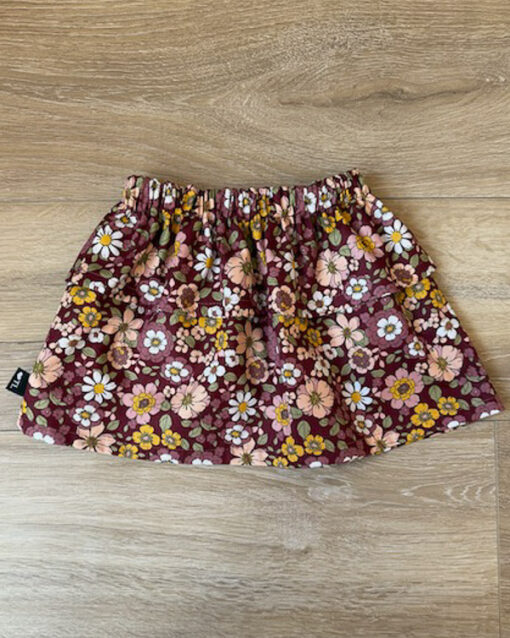 Rokje tess bloemen burgundy (katoen)