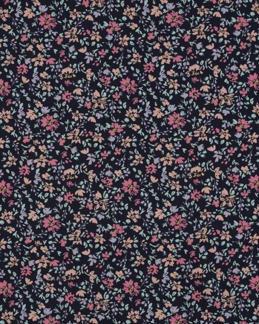 Scrunchie bloemen navy (katoen)