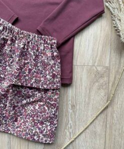 Alternative view of Set rokje tess paarse bloesem (katoen) en longsleeve burgundy