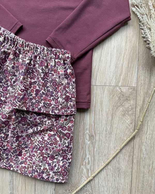 Set rokje tess paarse bloesem (katoen) en longsleeve burgundy 2 Set rokje tess paarse bloesem (katoen) en longsleeve burgundy - Afbeelding 2