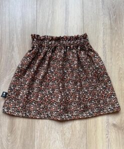 Paperbag skirt winterbloemen donkerbruin